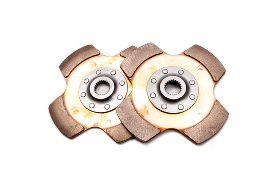 Clutch Disc - 4-Paddle 8-Rivet - 7.25 in Diameter - 1 in x 23 Spline - Rigid Hub - Ceramic / Metallic - Tilton Clutches - Pair