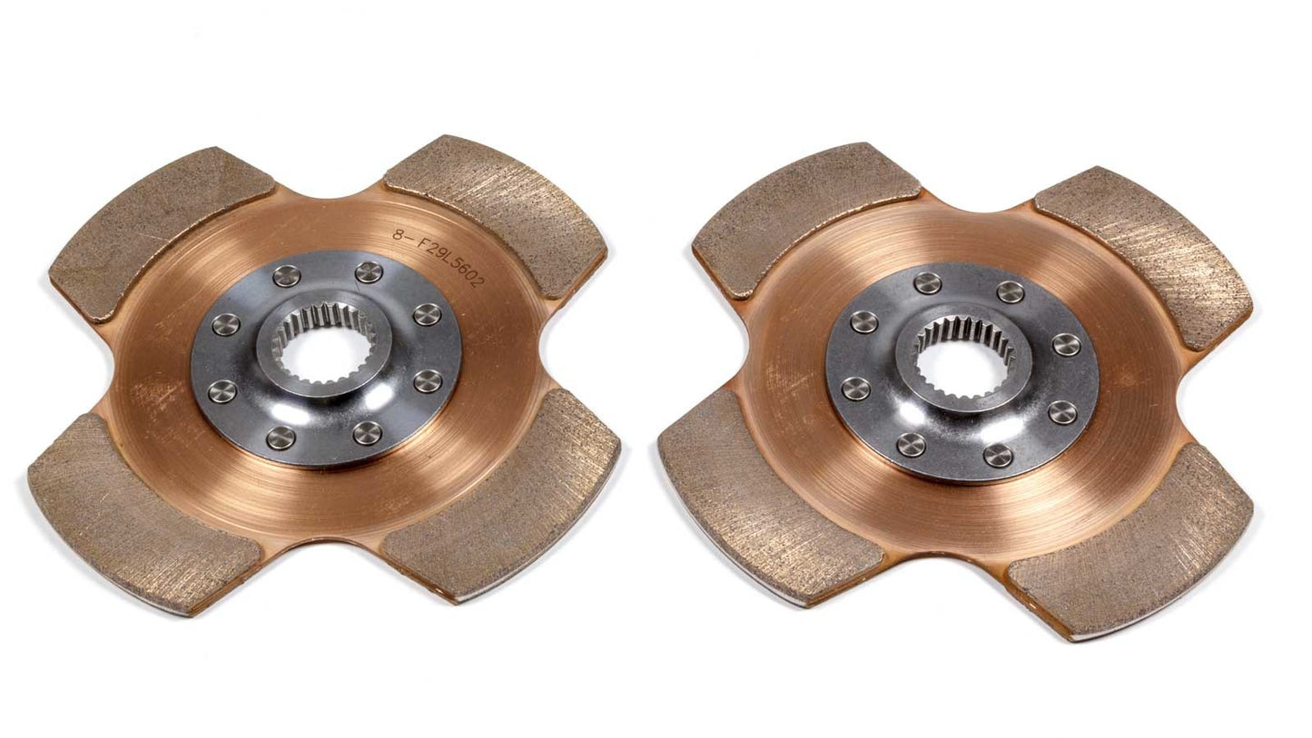 Clutch Disc - 4-Paddle 8-Rivet - 7.25 in Diameter - 1-5/32 in x 26 Spline - Rigid Hub - Ceramic / Metallic - Tilton Clutches - Pair