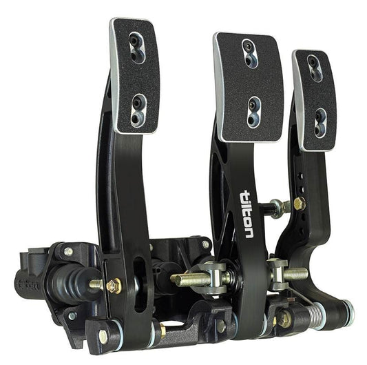 Pedal Assembly - 600-Series - Brake / Clutch / Gas - 5.29-5.75:1 Ratio - 10.64 in Long - Forward Swinging Floor Mount - Aluminum - Black Anodized - Each