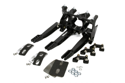 Pedal Assembly - 600-Series - Brake / Clutch / Gas - 5.29-5.75:1 Ratio - 10.64 in Long - Reverse Swinging Floor Mount - Aluminum - Black Anodized - Each