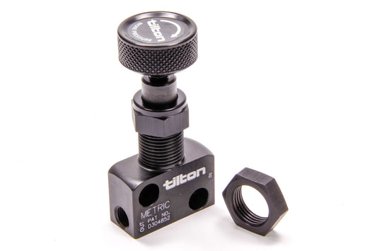 Proportioning Valve - 10 mm x 1.00 Female Inlet - 10 mm x 1.00 Female Outlet - Adjustable 100-1000 psi - Knob Type - Aluminum - Black Anodized - Each