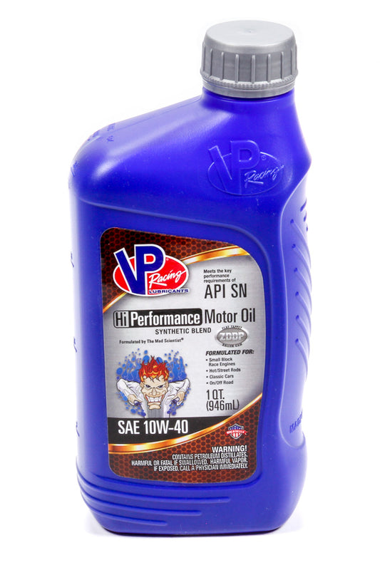 Motor Oil - HiPerformance - High Zinc - 10W40 - Semi-Synthetic - 1 qt Bottle - Each