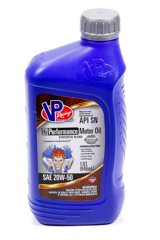 Motor Oil - HiPerformance - High Zinc - 20W50 - Semi-Synthetic - 1 qt Bottle - Each