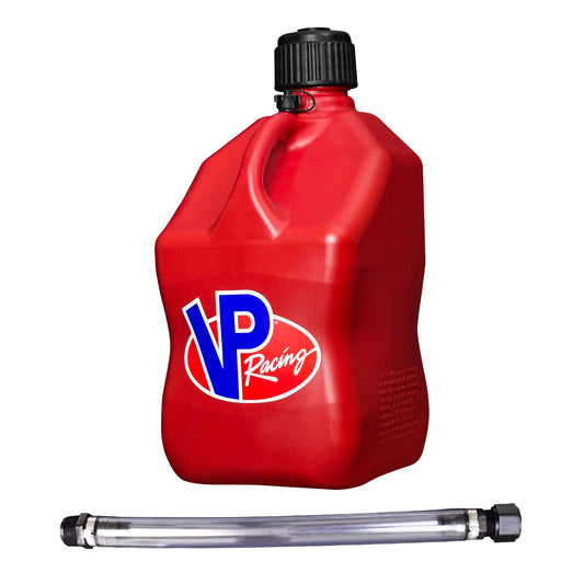 Utility Jug - 5.5 gal - 10.5 x 10.5 x 21.25 in Tall - O-Ring Seal Cap - Screw-On Vent - Filler Hose - Square - Plastic - Red - Each