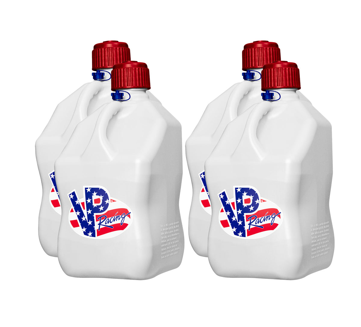 Utility Jug - 5.5 gal - 10.5 x 10.5 x 21.25 in Tall - O-Ring Seal Cap - Screw-On - Vent - Square - Plastic - White / Red - Set of 4