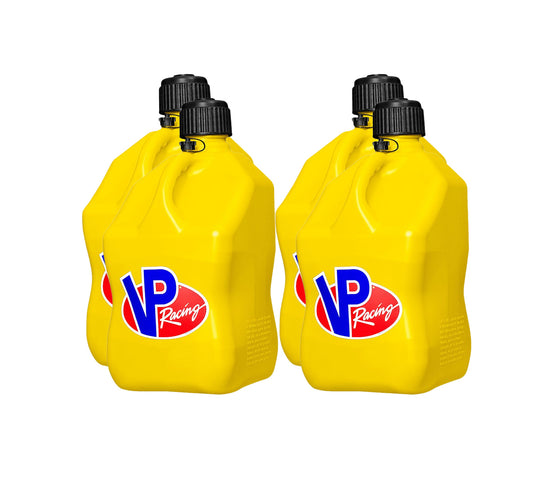 Utility Jug - 5.5 gal - 10.5 x 10.5 x 21.25 in Tall - O-Ring Seal Cap - Screw-On - Vent - Square - Plastic - Yellow - Set of 4