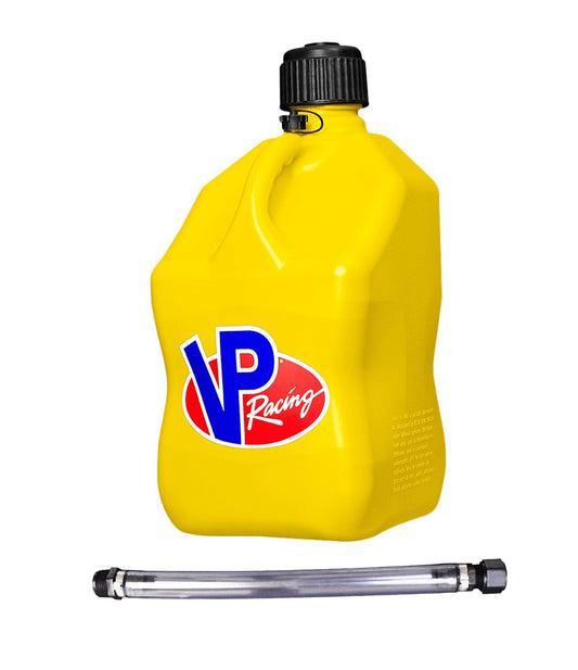 Utility Jug - 5.5 gal - 10.5 x 10.5 x 21.25 in Tall - O-Ring Seal Cap - Screw-On Vent - Filler Hose - Square - Plastic - Yellow - Each