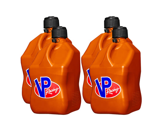 Utility Jug - 5.5 gal - 10.5 x 10.5 x 21.25 in Tall - O-Ring Seal Cap - Screw-On - Vent - Square - Plastic - Orange - Set of 4