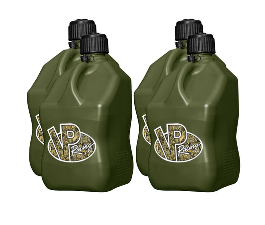 Utility Jug - 5.5 gal - 10.5 x 10.5 x 21.25 in Tall - O-Ring Seal Cap - Screw-On - Vent - Square - Plastic - Camo Green - Set of 4