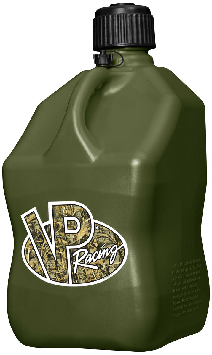 Utility Jug - 5.5 gal - 10.5 x 10.5 x 21.25 in Tall - O-Ring Seal Cap - Screw-On Vent - Square - Plastic - Camo Green - Each