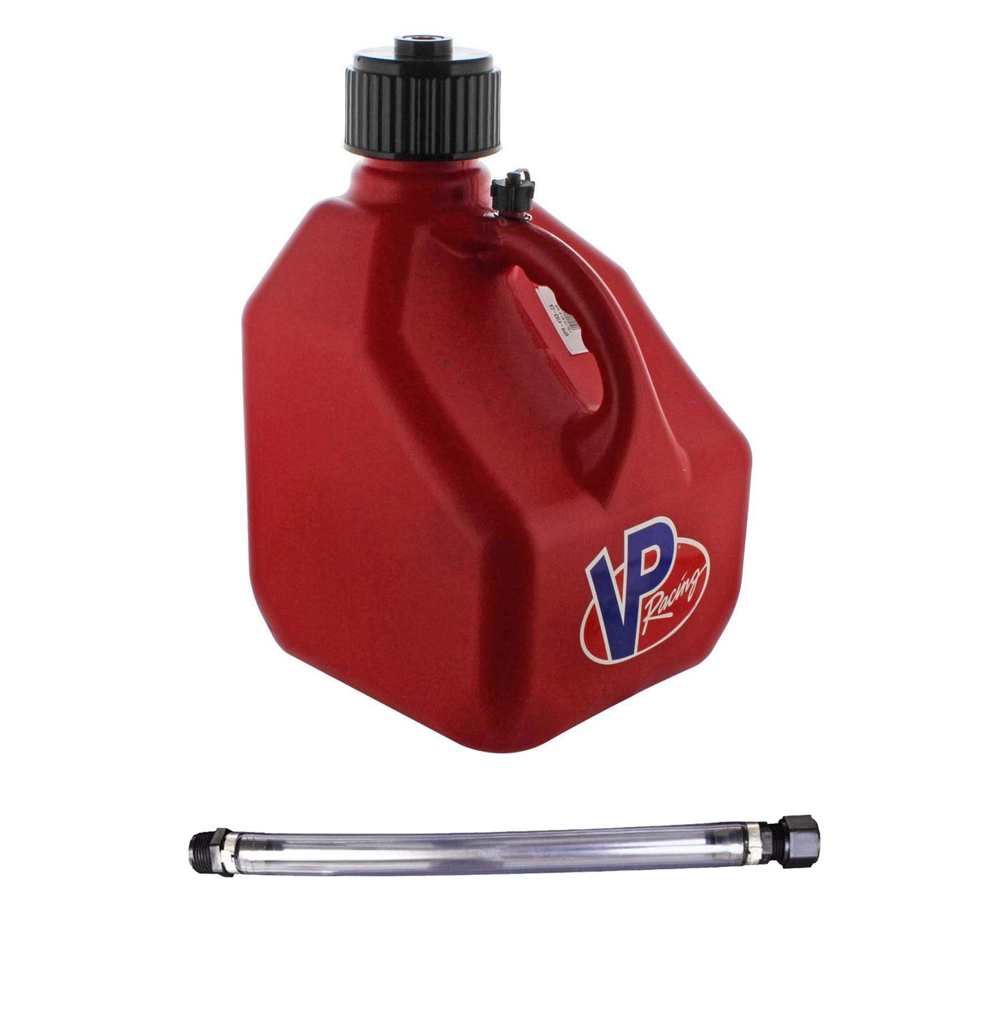 Utility Jug - Motorsport - 3 gal - 10.5 x 10.5 x 10 in Tall - O-Ring Seal Cap - Screw-On Vent - Filler Hose - Square - Plastic - Red - Each