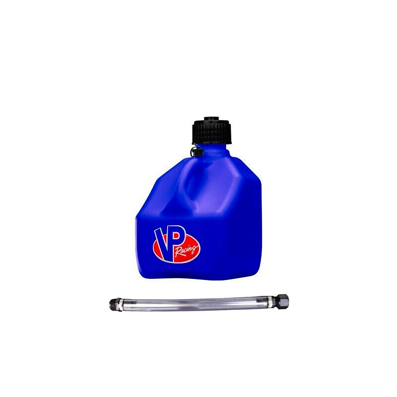 Utility Jug - Motorsport - 3 gal - 10.5 x 10.5 x 10 in Tall - O-Ring Seal Cap - Screw-On Vent - Filler Hose - Square - Plastic - Blue - Each