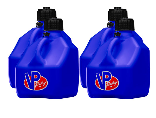 Utility Jug - Motorsport - 3 gal - 10.5 x 10.5 x 10 in Tall - O-Ring Seal Cap - Screw-On - Vent - Square - Plastic - Blue - Set of 4