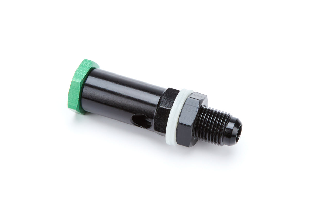 Roll Over Valve - Vent - Internal - Check Valve - 6 AN Male - Nylon Washers - Aluminum - Black Anodized - Each