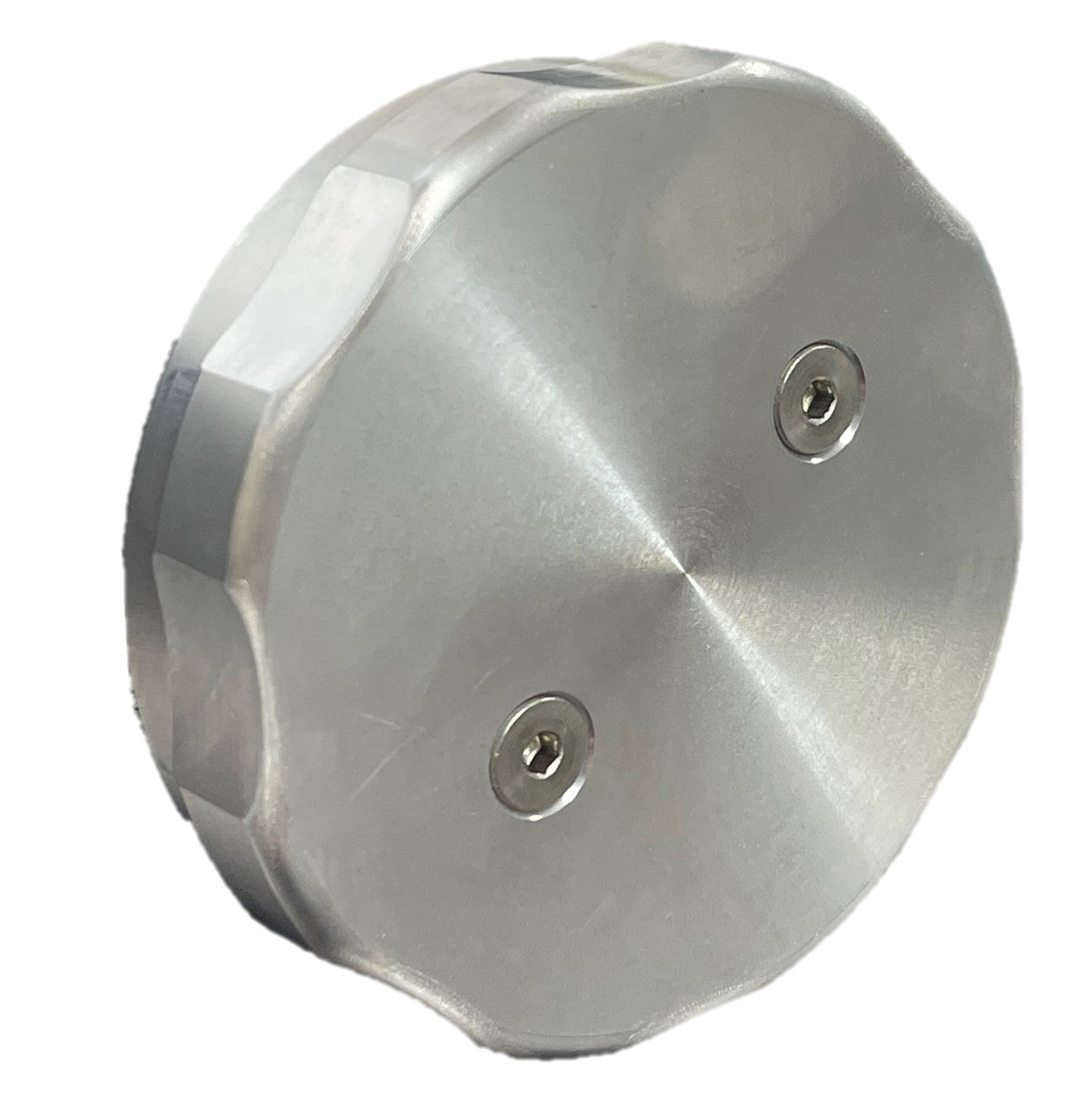 Fuel Cell Filler Cap - Screw-On - Raised Cell Mount - 3-1/4 in OD - Vented - Roll Over Valve - Aluminum - Natural - Each