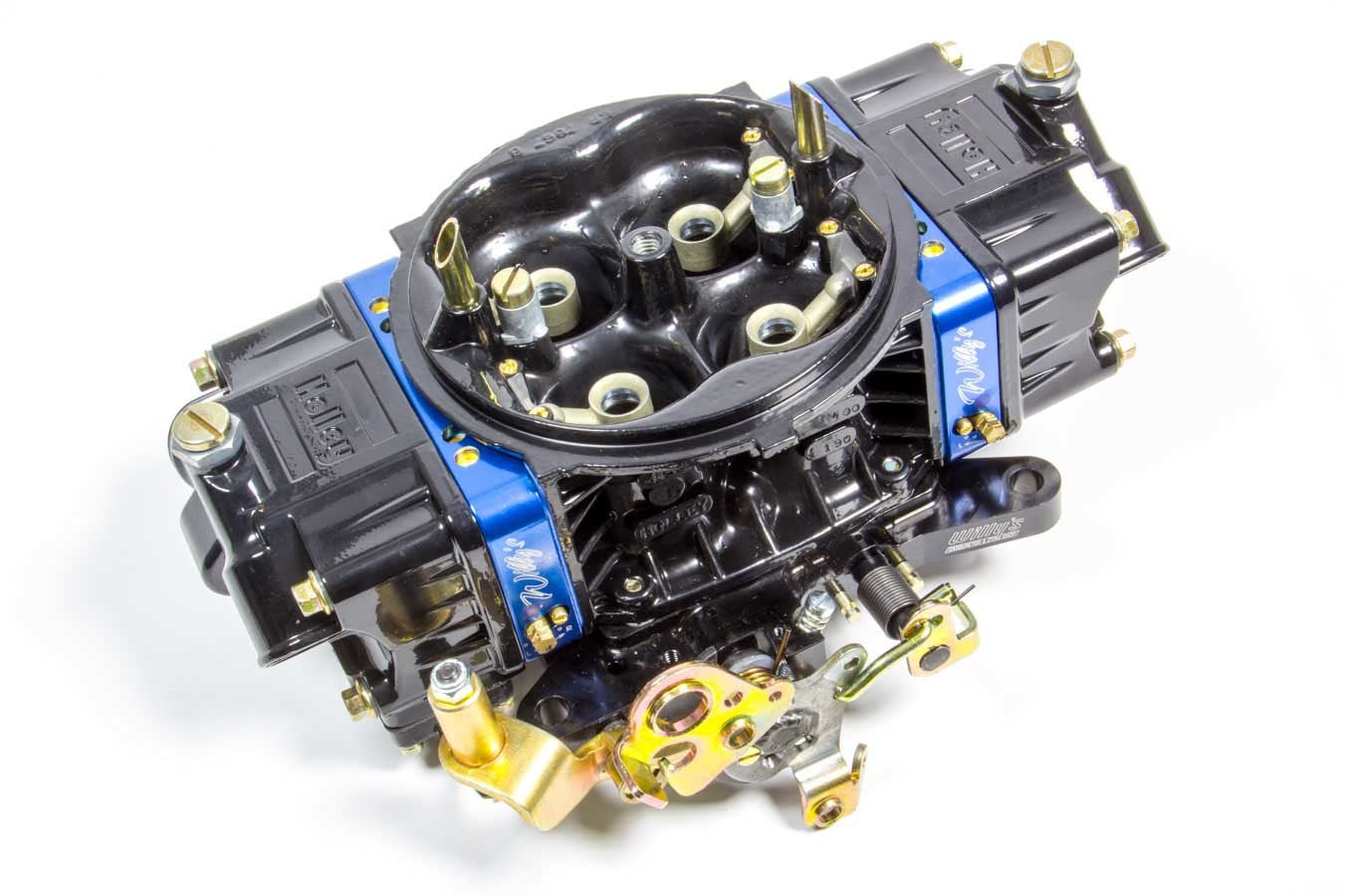 Carburetor - HP - 4-Barrel - 750 CFM - Square Bore - No Choke - Mechanical Secondary - Dual Inlet - Aluminum - Black Powder Coat / Blue Anodized - Each