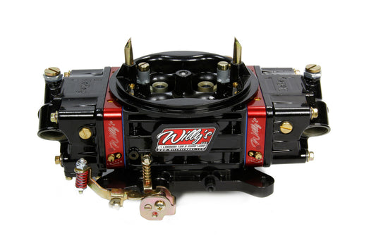 Carburetor - Circle Track - 4-Barrel - 750 CFM - Square Bore - No Choke - Mechanical Secondary - Dual Inlet - Aluminum - Black Powder Coat / Red Anodized - Each