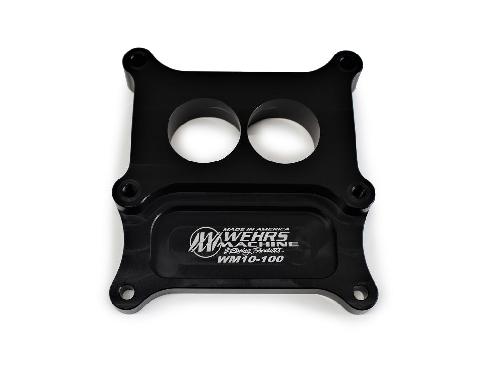 Carburetor Adapter - Tapered Lightweight - 1 in Thick - 2 Hole - Holley 2-Barrel to Square Bore - Aluminum - Black Anodized - Each