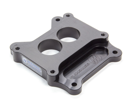 Carburetor Adapter - 1 in Thick - 2 Hole - Holley 2-Barrel to Spread Bore - Aluminum - Black Anodized - Each