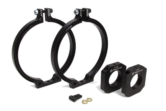 Fire Suppression Mount - Clamp-On - 1-1/2 in Tubing - 5-1/4 in Fire Bottle - Aluminum - Black Anodized - Pair