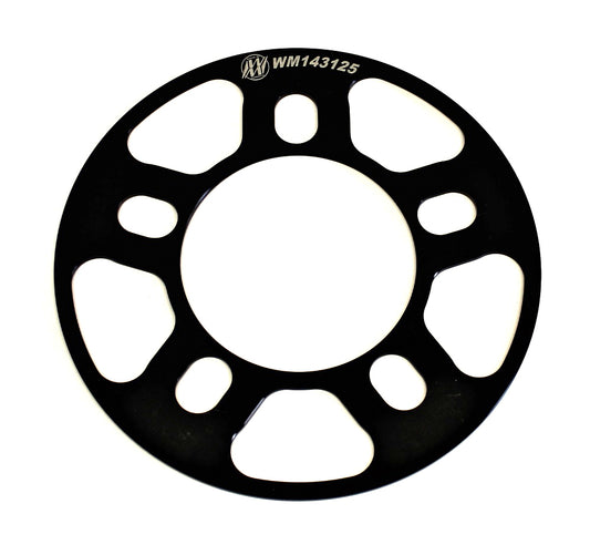 Wheel Spacer - 5 x 5.00 in Bolt Pattern - 1/8 in Thick - Aluminum - Black Anodized - Each