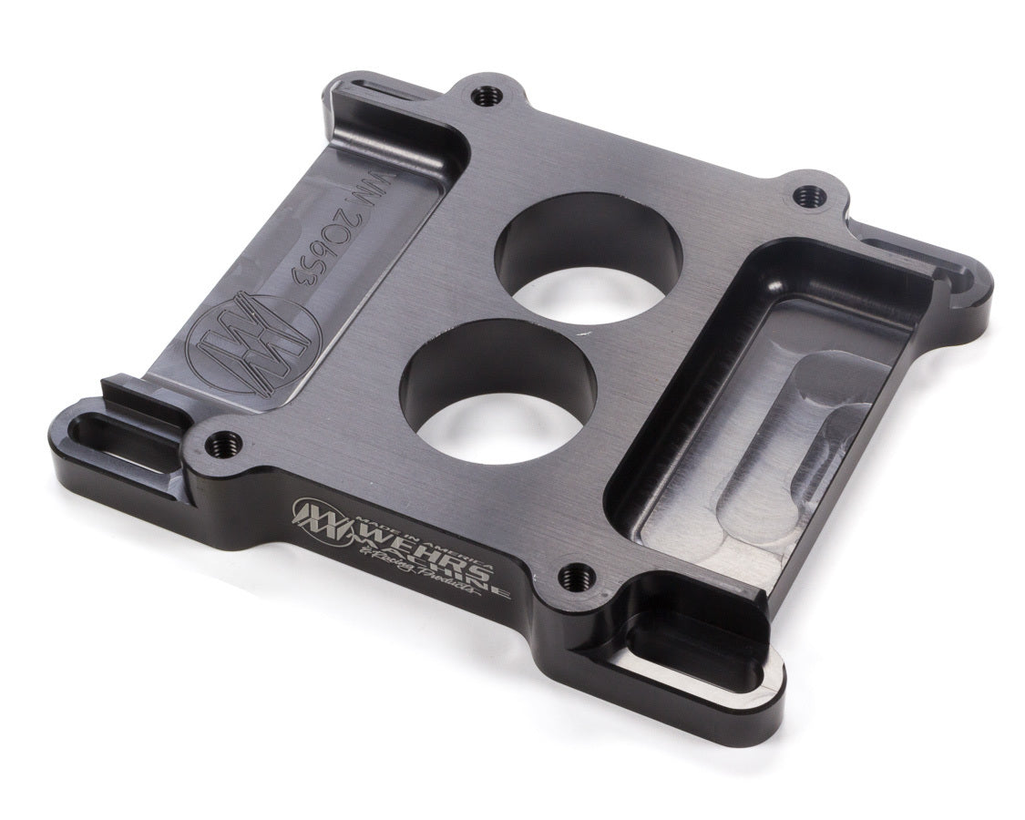 Carburetor Adapter - 1 in Thick - 2 Hole - Holley 2-Barrel to Square Bore - Aluminum - Black Anodized - Each