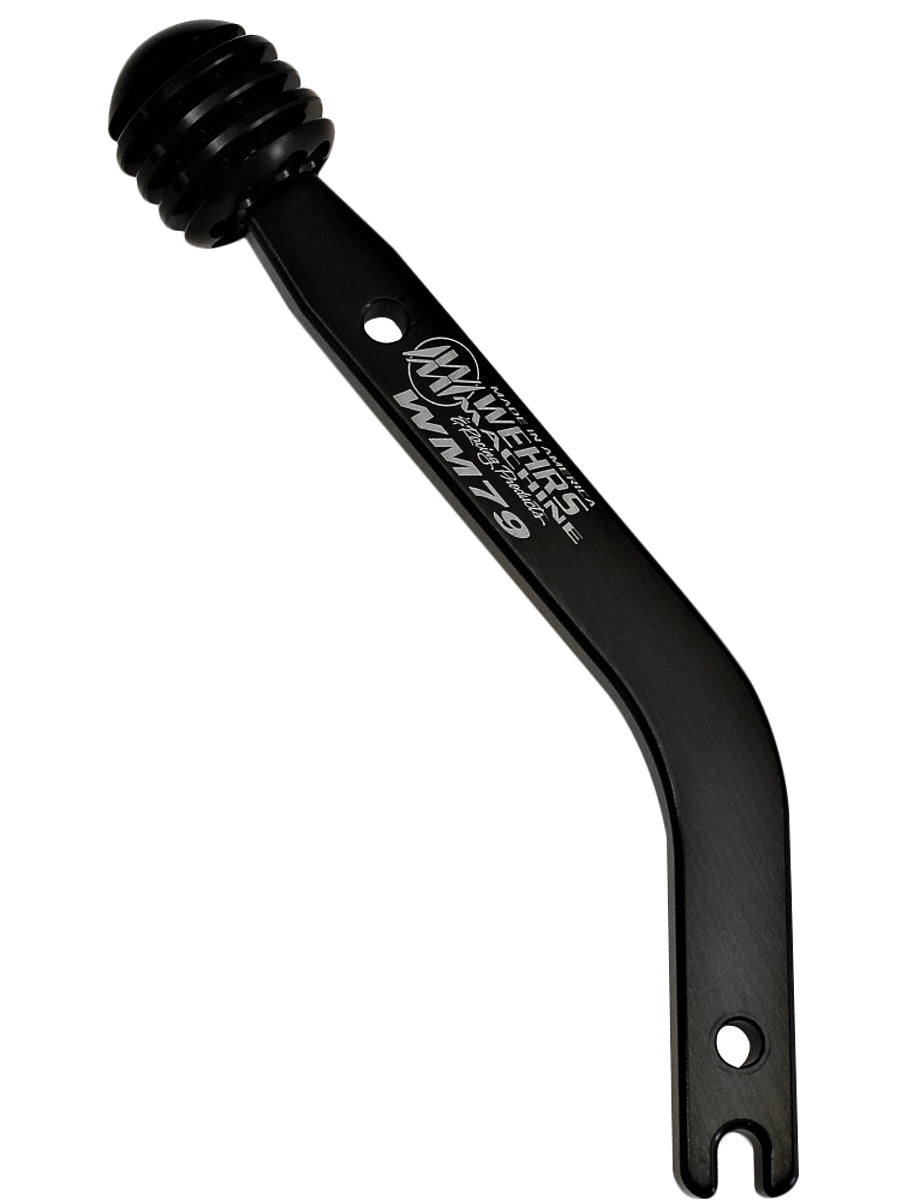 Shifter Stick - 7.5 in Length - 3/8-16 in Thread - Single Bend - Knob Included - Aluminum - Black Anodized - Each