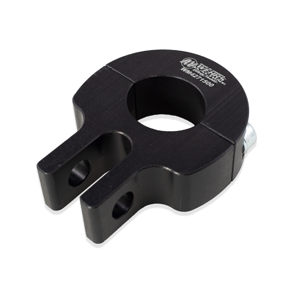 Suspension Limiter Chain Mount - Clamp-On - 1-1/2 in OD Tube - Aluminum - Black Anodized - Each