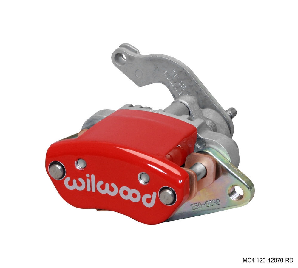 Brake Caliper - MC4 - Driver Side - Mechanical - Aluminum - Red Powder Coat - 12.88 in OD x 0.810 in Thick Rotor - 2.950 in Floating Mount - Each