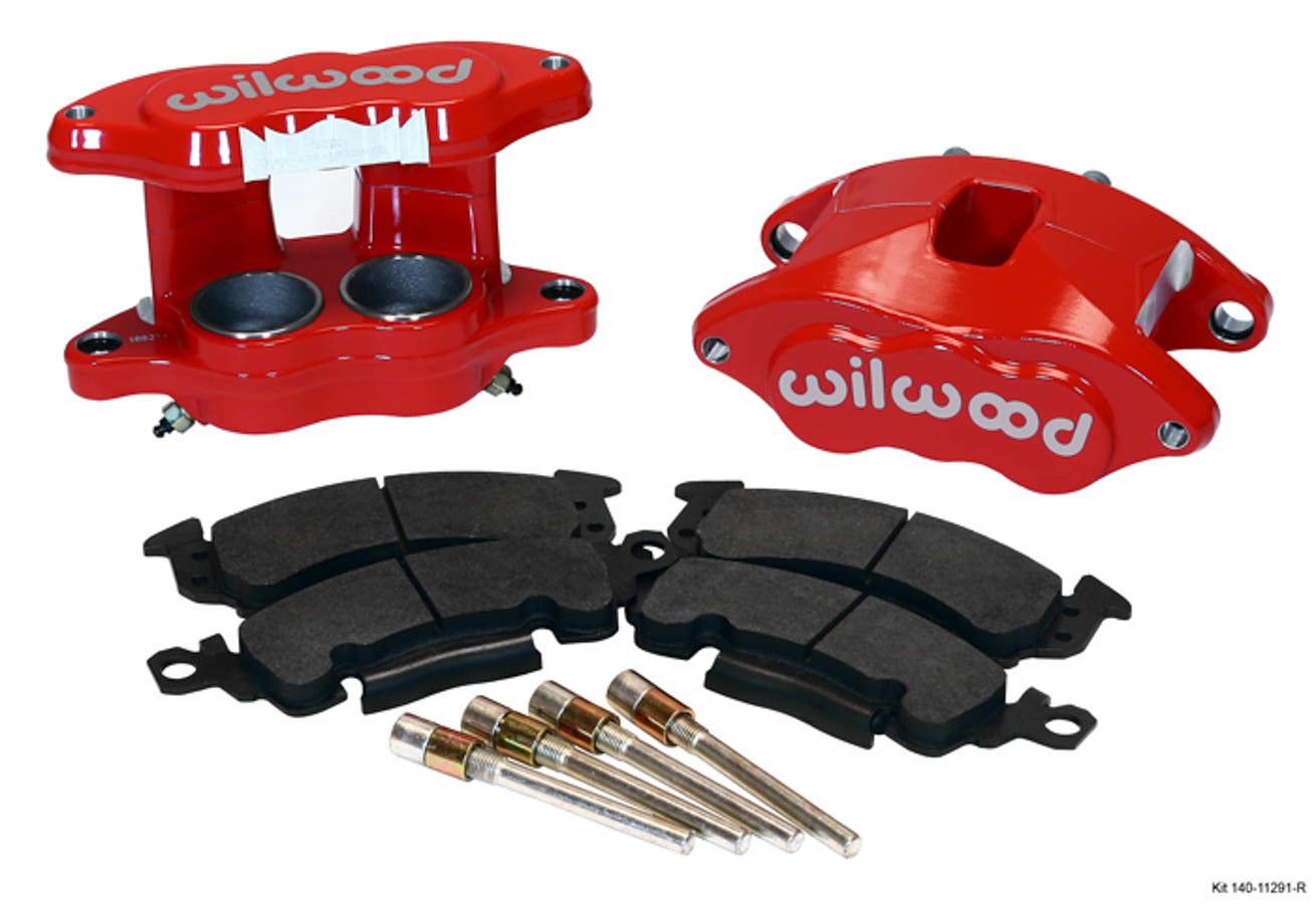 Brake Caliper - D52 - 2 Piston - Forged Aluminum - Red Powder Coat - 12.190 in OD x 1.040 in Thick Rotor - 7.060 in Floating Mount - GM 1968-96 - Kit