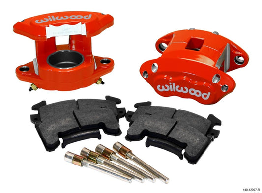 Brake Caliper - D154 - 1 Piston - Aluminum - Red Powder Coat - Floating Mount - Pads Included - GM - Kit