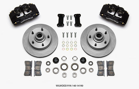 Brake System - Superlite - Front - 4 Piston - 11.720 in Plain Iron Rotor - Offset - Aluminum - Gray Anodized - Ford Trucks 1948-56 - Kit