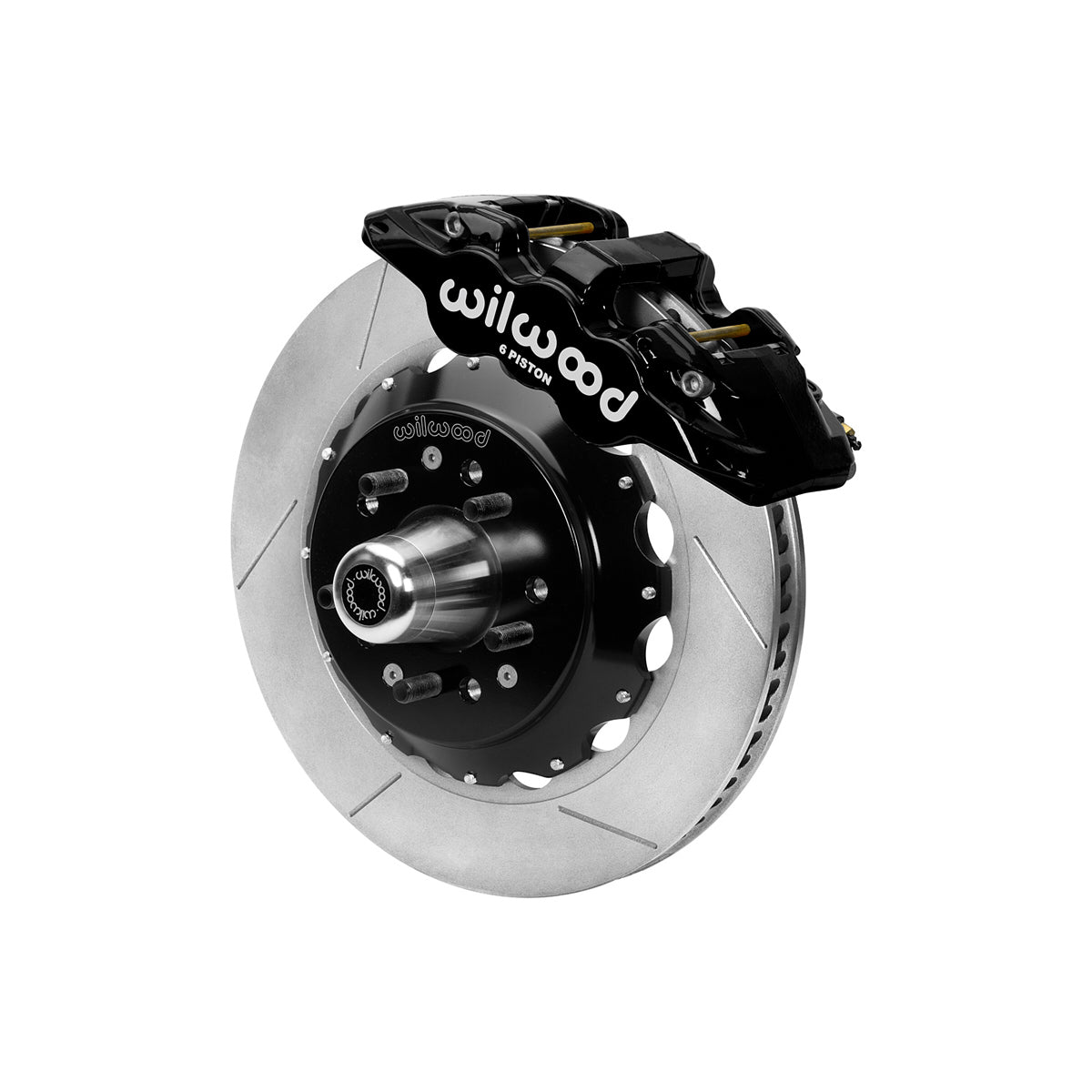 Brake System - AERO6 Big Brake - Front - 6 Piston Caliper - 14.00 in Slotted Iron Rotor - Offset - Aluminum - Black Powder Coat - GM G-Body 1980-87 - Kit