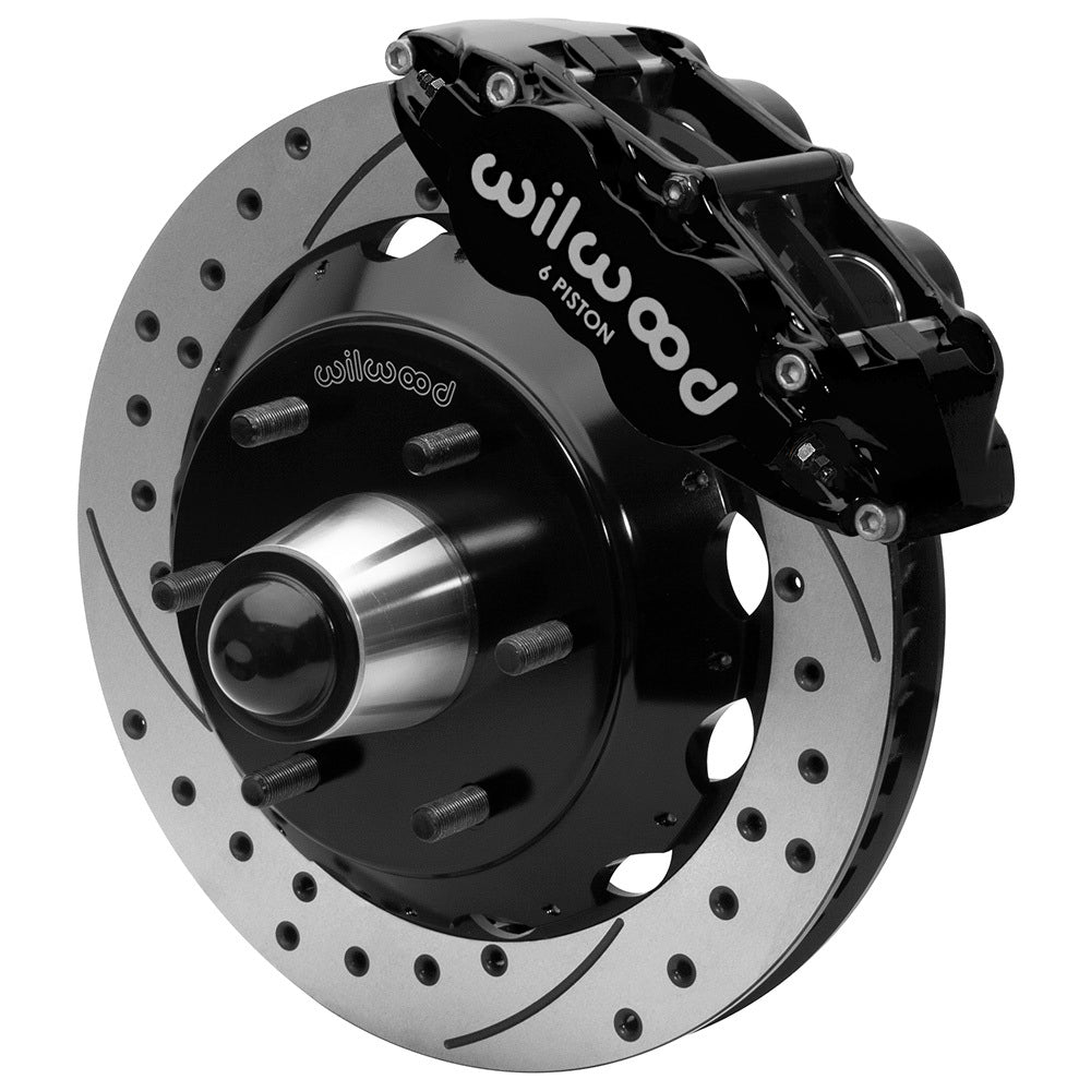 Brake System - Forged Narrow Superlite 6R Big Brake - Front - 6 Piston Caliper - 13.06 in Drilled / Slotted Iron Rotor - Aluminum - Black Powder Coat - GM - Kit