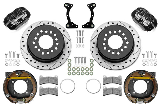 Brake System - Forged Dynapro Low-Profile - Rear - 4 Piston Caliper - 11.000 in Drilled / Slotted Iron Rotor - Aluminum - Black Powder Coat - GM G-Body 1978-88 - Kit