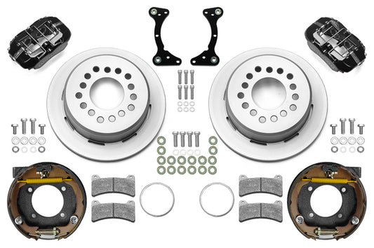 Brake System - Forged Dynapro Low-Profile - Rear - 4 Piston Caliper - 11.000 in Plain Iron Rotor - Aluminum - Black Powder Coat - GM G-Body 1978-88 - Kit