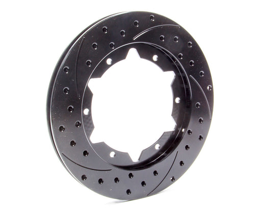 Brake Rotor - SRP - Driver Side - Directional / Drilled / Slotted - 11.000 in OD - 0.810 in Thick - 6 x 6.250 in Bolt Pattern - Iron - Black Paint - Each