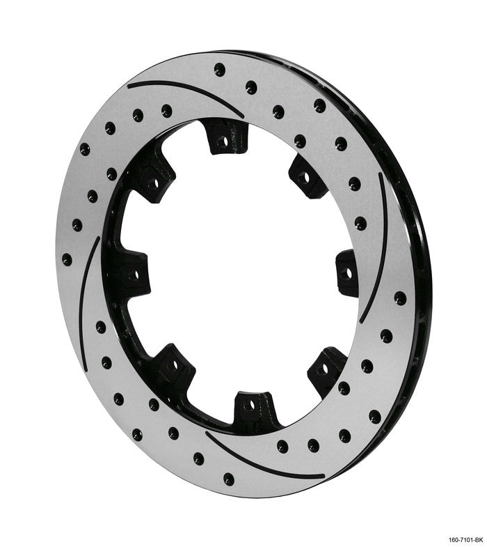 Brake Rotor - SRP - Passenger Side - Drilled / Slotted - 12.19 in OD - 0.810 in Thick - 8 x 7.00 in Bolt Pattern - Iron - Black Paint - Universal - Each