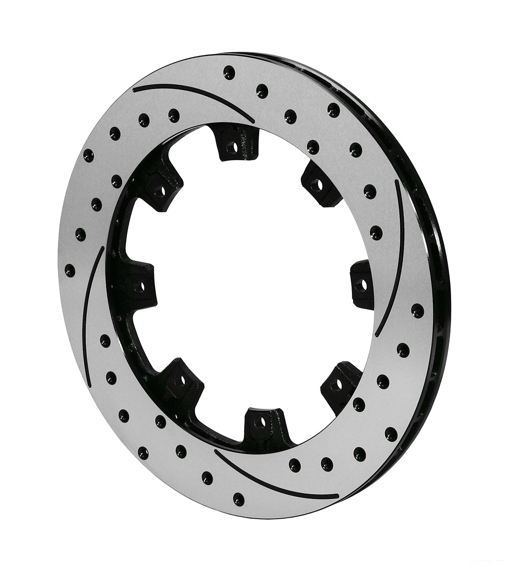 Brake Rotor - SRP - Passenger Side - Directional / Drilled / Slotted - 12.19 in OD - 0.810 in Thick - 8 x 7.620 in Bolt Pattern - Iron - Black Paint - Each