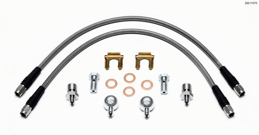 Brake Hose Kit - Flexline - DOT Approved - 18 in Long - 33 AN Hose - 3 AN Straight Inlet - 3 AN Straight Outlet - Fittings Included - Braided Stainless - D52 Caliper - Various Applications - Kit