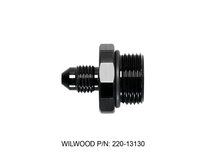 Fitting - Adapter - Straight - 11/16-20 in Male to 3 AN Male O-Ring - Aluminum - Black Anodized - Wilwood Compact Remote Master Cylinder - Each