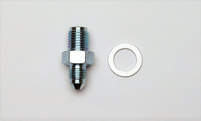 Fitting - Adapter - Straight - 3 AN Male to 7/16-20 in Male Crush Washer Seal - Steel - Zinc Plated - Each
