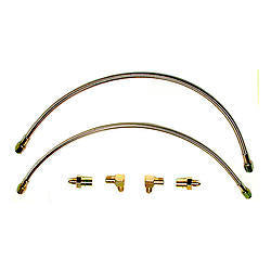 Brake Hose Kit - Flexline - DOT Approved - 22 in - 3 AN Hose - 3 AN Straight Inlet - 3 AN Straight Outlet - Fittings Included - Braided Stainless - Front - Honda Civic 1990-2005 - Kit