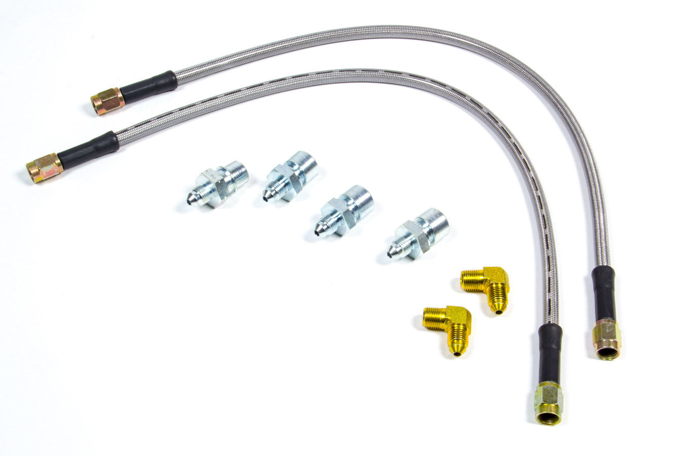 Brake Hose Kit - Flexline - DOT Approved - 18 in - 3 AN Hose - 3 AN Straight Inlet - 3 AN Straight Outlet - Fittings - Braided Stainless - Front / Rear - GM F-Body 1998-2002 - Kit