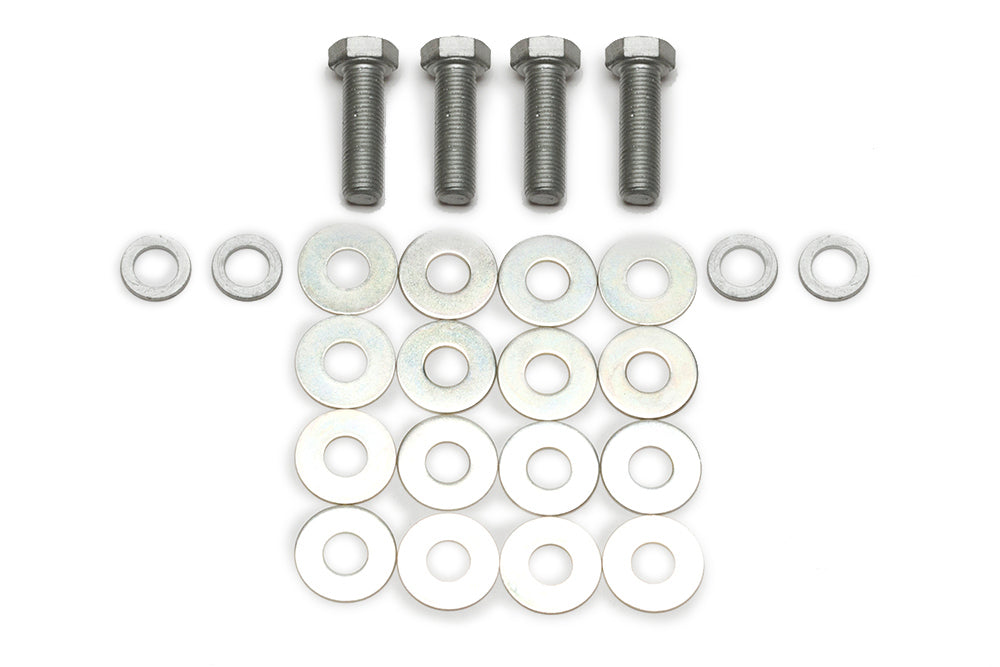 Brake Caliper Bolt - 3/8-24 in Thread - 1.25 in Long - Hex Head - Grade 8 - Shims / Washers Included - Steel - Zinc Oxide - DI / DLS Caliper - Set of 4