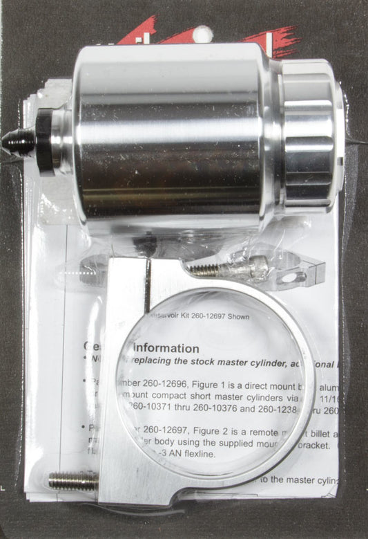 Master Cylinder Reservoir - 4.0 oz - Aluminum - Bracket - Compact Remote Master Cylinder - Each