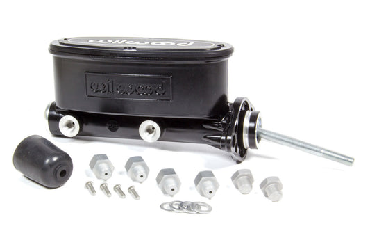 Master Cylinder - Tandem - 0.938 in Bore - 1.100 in Stroke - Integral Reservoir - Aluminum - Black Paint - Kit