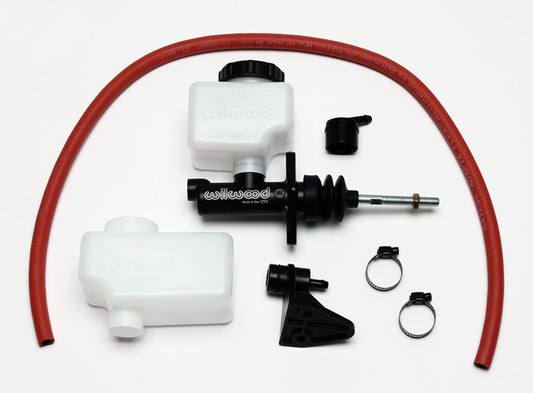 Master Cylinder - 1 in Bore - 1.120 in Stroke - Remote Reservoir - Aluminum - Black Paint - Kit