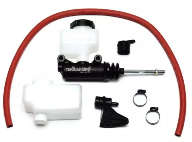 Master Cylinder - 0.875 in Bore - 1.120 in Stroke - Remote Reservoir - 1/4 in Host - Aluminum - Black Paint - Kit