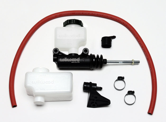 Master Cylinder - 1 in Bore - 1.120 in Stroke - Remote Reservoir - 1/4 in Hose - Aluminum - Black Paint - Kit